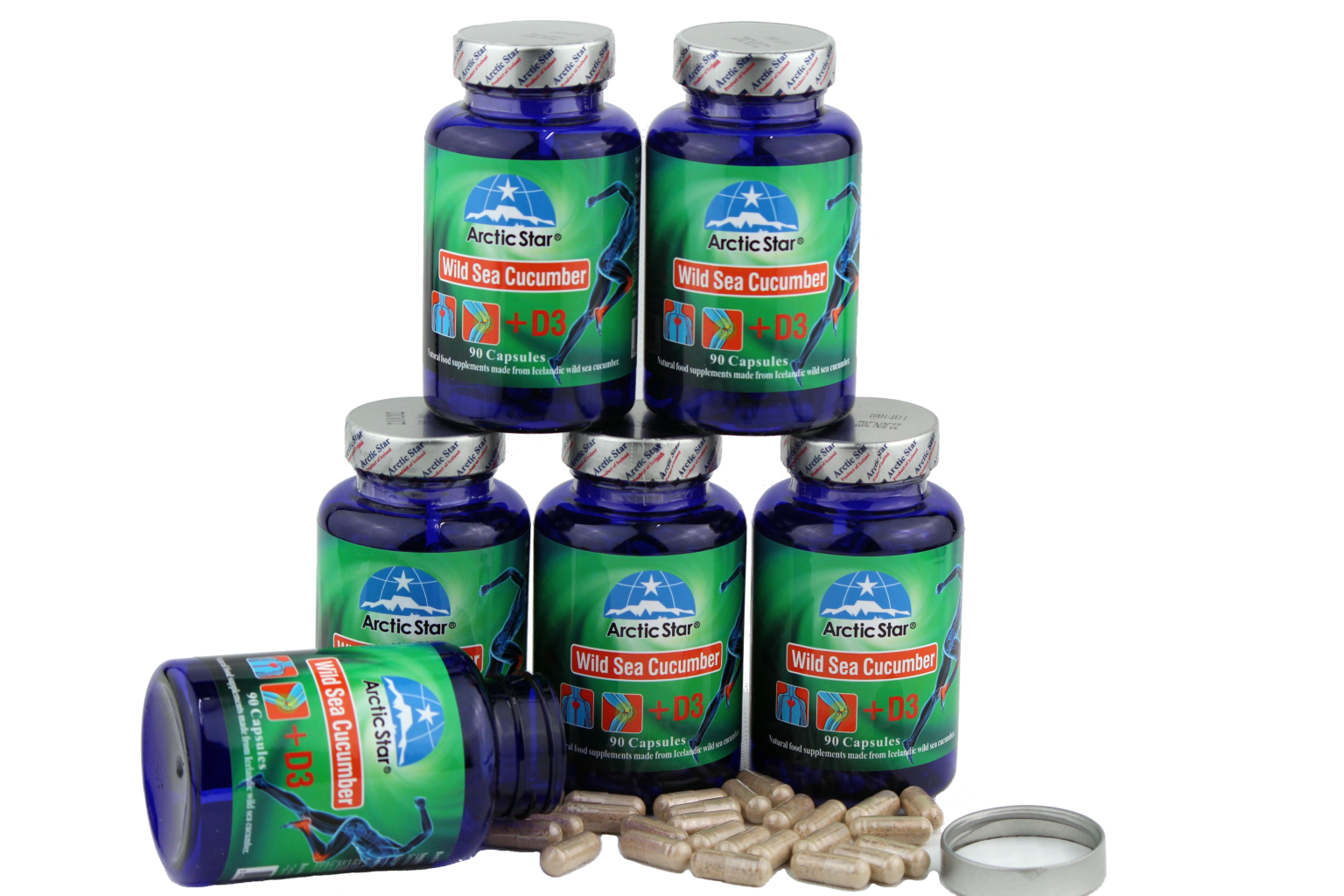 Arctic Star Sea Cucumber + D3 capsules 6 bottles 540 capsules